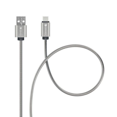 Cable USB A to USB C Forcell F-Energy QC3.0 66W Metal 1 m C234 silver