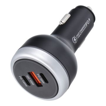   Autós töltő USB A + 2 x Type C PD QC3.0 3A 191W CC69-2C1A fekete