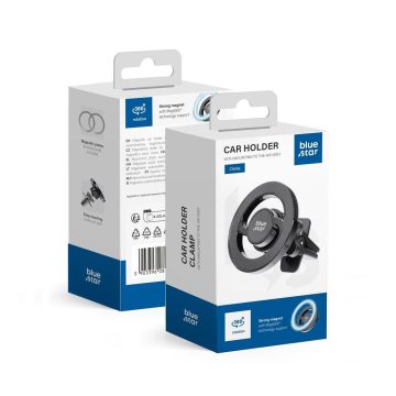   BLUE STAR mágneses autós tartó szellőzőnyíláshoz, amely kompatibilis a MagSafe CLAMP fekete színnel