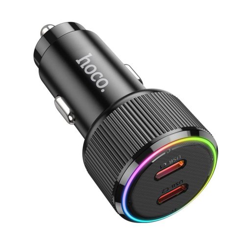 Autós töltő Hoco 2 x USB C QC PD 50W NZ14B fekete