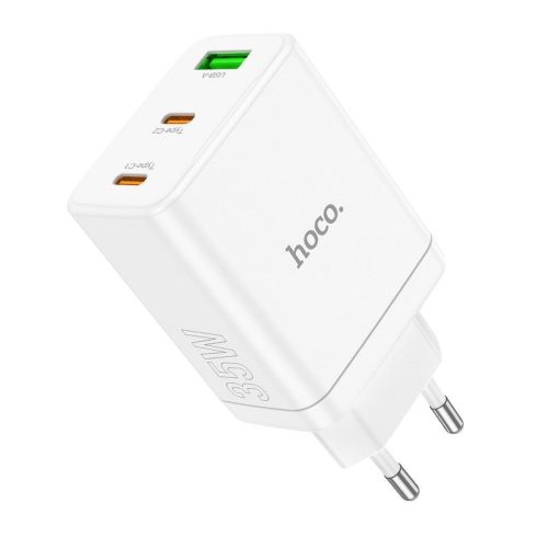 Telefontöltő Hoco 2 x USB C + USB A QC3.0 PD 3A 35W N33 fehér