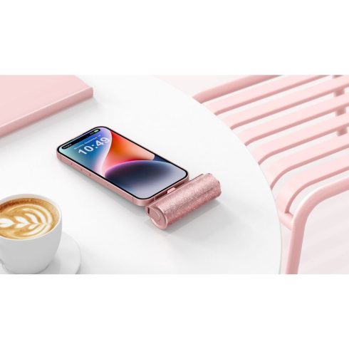 VEGER powerbank 5000 mAh beépített csatlakozóval Type C PD QC3.0 2,4A 12W PlugOn (W0573) lila