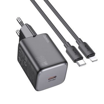   Telefontöltő Hoco USB C QC PD 20W + USB C kábel Lightning N40 fekete