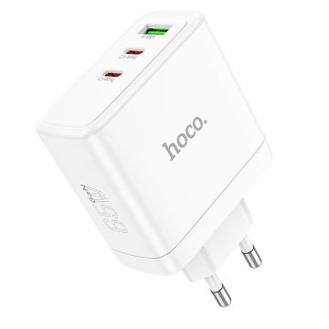   Telefon töltő Hoco 2 x USB C + USB A GaN QC PD 65W N30 fehér
