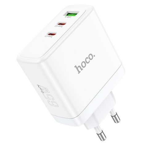 Telefon töltő Hoco 2 x USB C + USB A GaN QC PD 65W N30 fehér