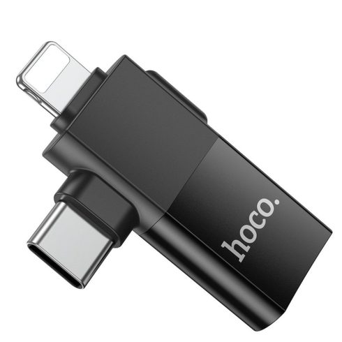 Adapter OTG 2in1 USB C / Lightning USB A Hoco UA17 fekete