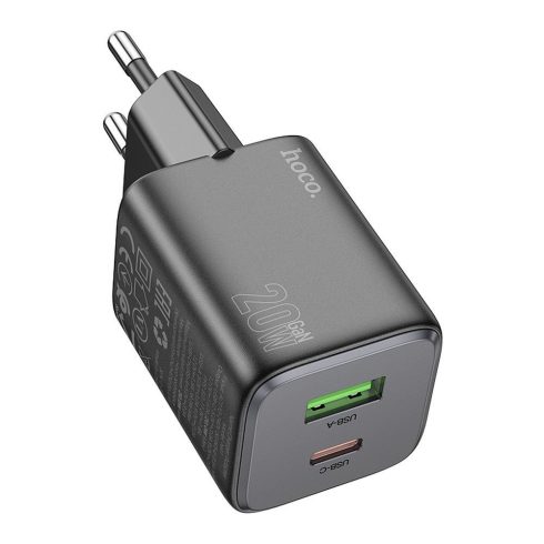 Telefon töltő Hoco USB A + USB C QC3.0 PD 3A 20W N41 fekete