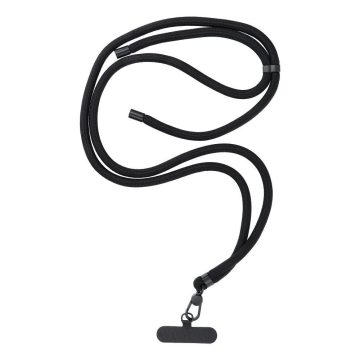   SWING (8mm) Telefon zsinór, Telefon medál állítható hosszúsággal / zsinór hossza 165 cm (max. 82,5 cm hurokban) / vállon vagy nyakon - fekete