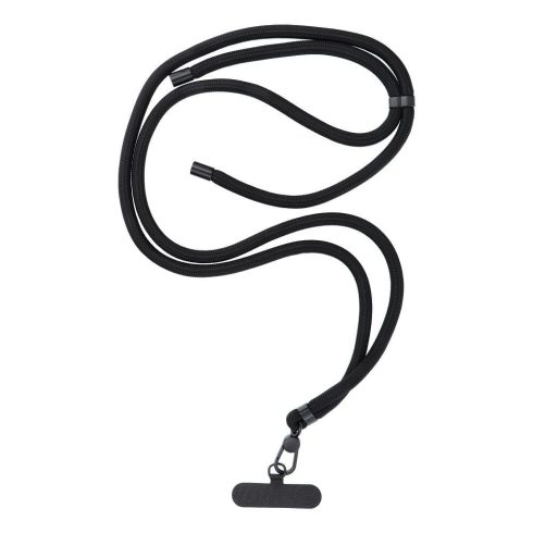 SWING (8mm) Telefon zsinór, Telefon medál állítható hosszúsággal / zsinór hossza 165 cm (max. 82,5 cm hurokban) / vállon vagy nyakon - fekete