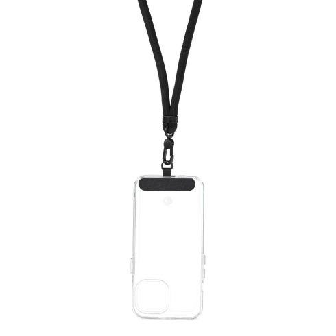 SWING (8mm) Telefon zsinór, Telefon medál állítható hosszúsággal / zsinór hossza 165 cm (max. 82,5 cm hurokban) / vállon vagy nyakon - fekete