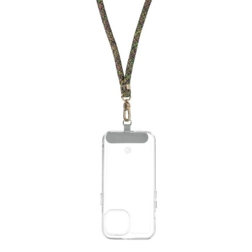SWING (8mm) Telefon zsinór, Telefon medál állítható hosszúsággal / zsinór hossza 165cm (max. 82,5cm hurokban) / vállon vagy nyakon - szürke-zöld-rózsaszín