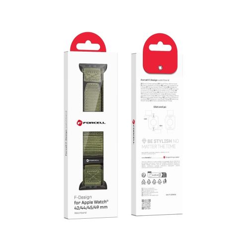 Strap to Apple Watch Forcell F-Design FA05 nylon hook-and-loop 42 / 44 / 45 / 49 mm green