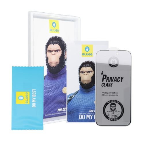 5D Mr. Monkey Glass – Apple iPhone 16 Pro fekete (erős adatvédelem)