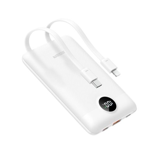 VEGER powerbank 10000 mAh beépített kábelekkel Type C / Lightning PD QC3.0 2A 22,5W C11C (W1170) fehér