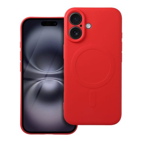 SILICONE MAG COVER case compatible with MagSafe for IPHONE 16 red