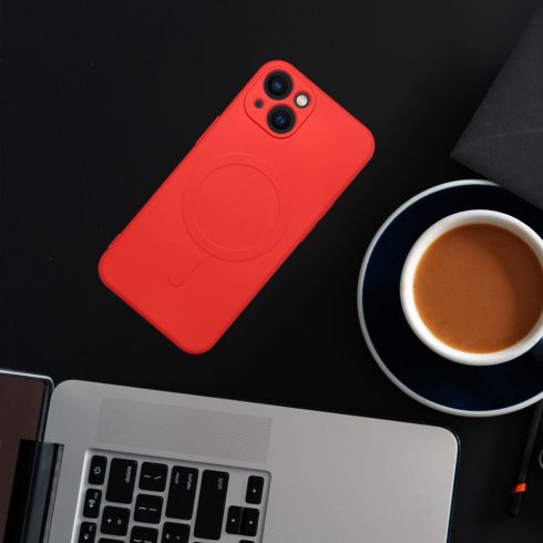SILICONE MAG COVER case compatible with MagSafe for IPHONE 16 red