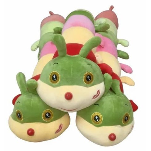 Hatalmas 3in1 szivárvány hernyó – 12 lábú színes plüss kukac – alvóka, játék és kiságy párna – 70 cm