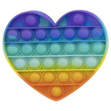   Pop it Now! Push Pop Bubble szivárvány stresszoldó játék - szív Nagy méret!
