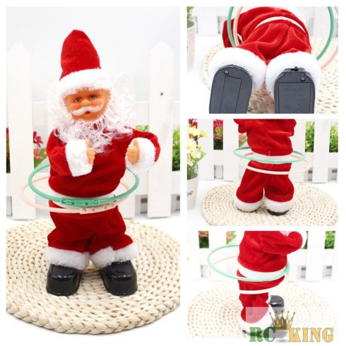 Hulla-Hopp Karikázó Elemes Mikulás Zenével 30cm Télapó Karácsonyra