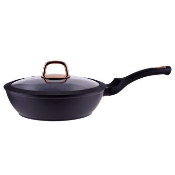   RCK Golden Line tapadásmentes alumínium Wok üvegfedővel 24cm indukciós 10487