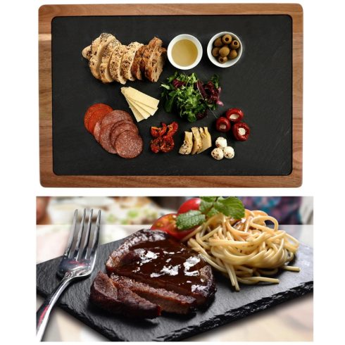 RCK Pala tálaló akáciafa tartóval 33*23cm 11806