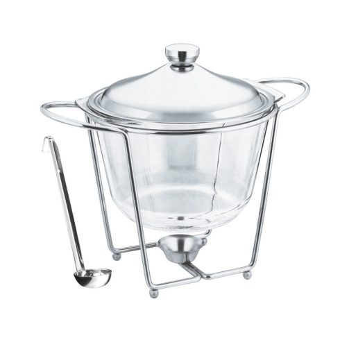 RCK Levesestál melegentartó állvánnyal, merőkanállal ~4L, boroszilikát üveg 28389