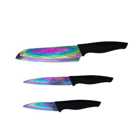 3-részes titán konyhai késkészlet állvánnyal ROYALTY LINE Élesebb élmény minden vágásnál