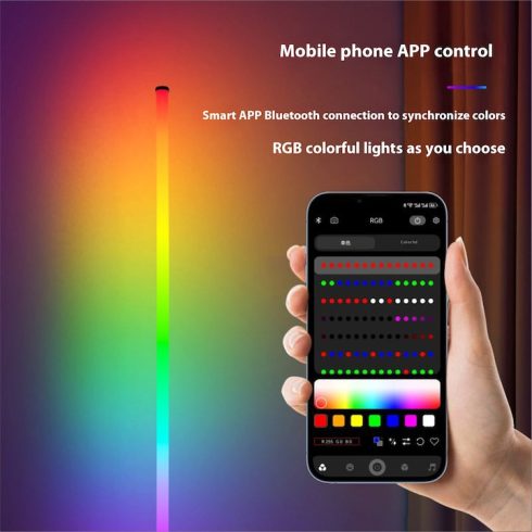 Intelligens LED lámpa filmekhez, játékokhoz, RGB, környezeti világítás, hangszinkronizálás, Bluetooth, távirányító és dedikált alkalmazás, USB csatlakozás, 103 cm