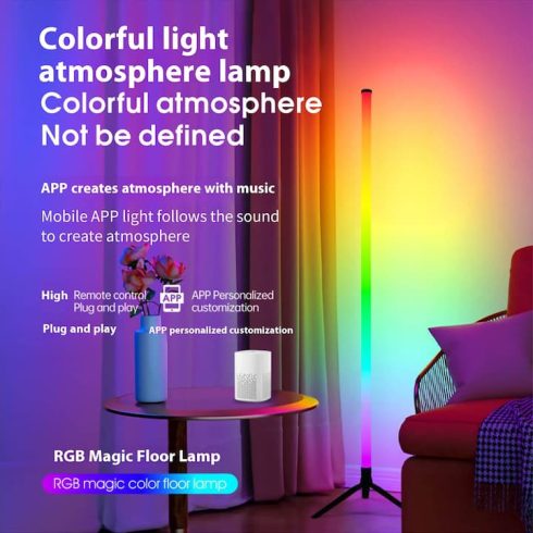 Intelligens LED lámpa filmekhez, játékokhoz, RGB, környezeti világítás, hangszinkronizálás, Bluetooth, távirányító és dedikált alkalmazás, USB csatlakozás, 103 cm