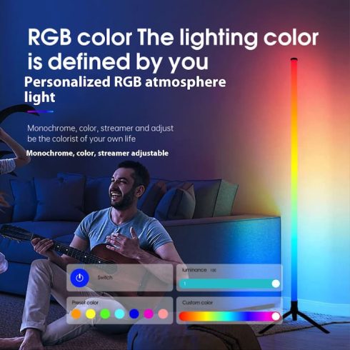 Intelligens LED lámpa filmekhez, játékokhoz, RGB, környezeti világítás, hangszinkronizálás, Bluetooth, távirányító és dedikált alkalmazás, USB csatlakozás, 103 cm