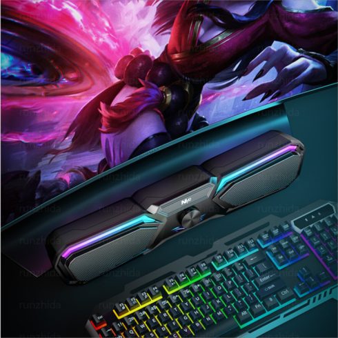 Új Sláger Gamer Soundbar, vezeték nélküli, RGB, System Hangszóró 2.0, Bluetooth Hangfal 5.0, fekete