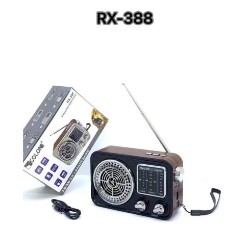 Retro hordozható rádió napelemmel, fekete Rx-388s