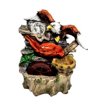   Polirezin Csobogó Beltéri Mini Szökőkút Sassal és Golyóval, 27x18cm