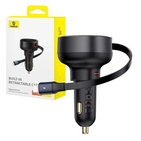 Baseus Enjoyment Pro autós töltő USB-C - Lightning kábellel, 55W, fekete
