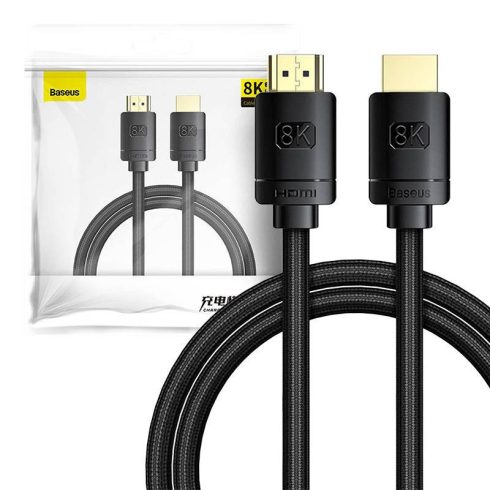 Baseus High Definition Series HDMI 2.1 kábel, 8K 60Hz, 3D, HDR, 48Gbps, 3m, fekete