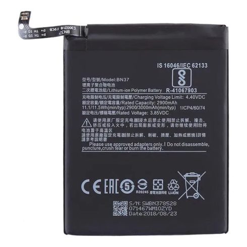 Xiaomi BN37 (Xiaomi Redmi 6, Redmi 6A) kompatibilis akkumulátor 3000mAh, OEM jellegű, Grade S