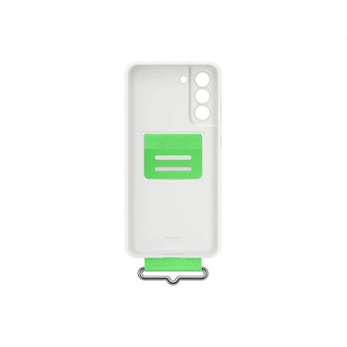 Samsung Galaxy S21 FE Silicone Cover with Strap, gyári szilikon tok szíjjal, fehér, EF-GG990TW