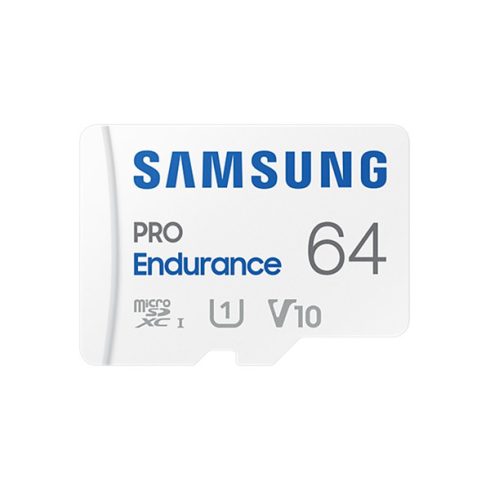 SAMSUNG Memóriakártya, PRO Endurance microSD kártya 64GB, CLASS 10, UHS-I (SDR104), + SD Adapter, R100/W30