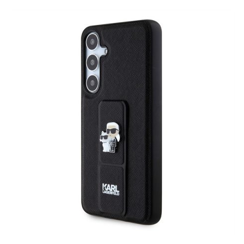 Karl Lagerfeld Gripstand Saffiano Karl&Choupette Pins Samsung Galaxy S24+ tok, fekete