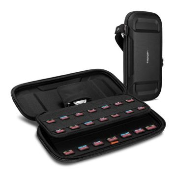   Spigen Rugged Armor Pro Nintendo Switch OLED tok, Airtag tartóval, fekete
