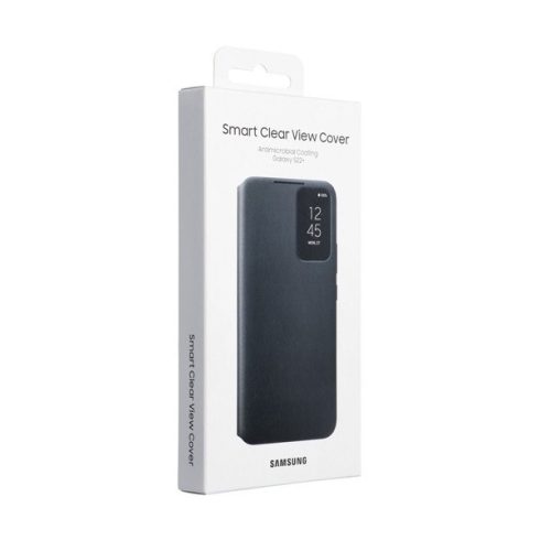 Samsung Galaxy S22+ Clear View Cover, gyári flip tok, fekete, EF-ZS906CB Csomagolássérült