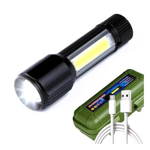 Taktikai zseblámpa, Interlook, LED, alumínium, zoom funkció, 3 mód, fekete