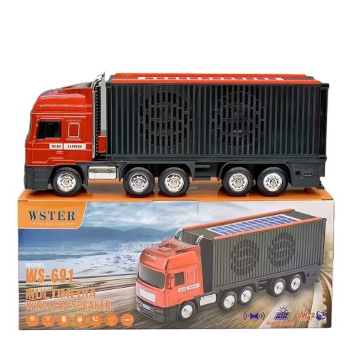 10 W-os Napelemes Autós Multifunkciós Hangszóró, WS-691, konténerszállító teherautó BT hangszórók Solar töltéssel, 1500 mAh TF TWS