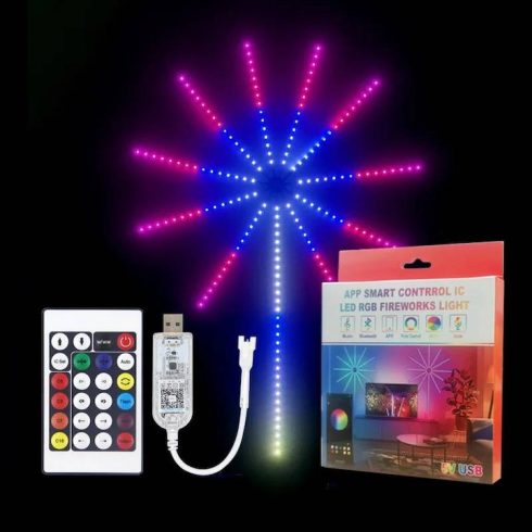 Tűzijáték RGB smart app LED szalag, távirányító vagy bluetooth vezérlés