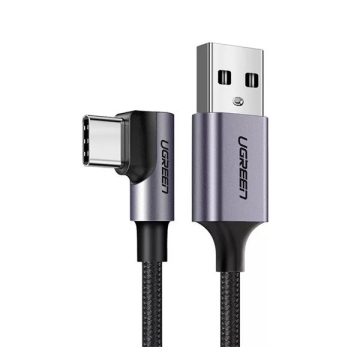   Ugreen Type-C - USB gyorstöltő 3A derékszögű adatkábel, 1m, fekete-szürke
