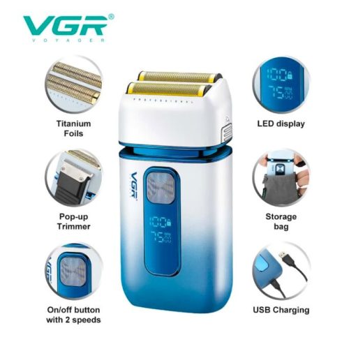 VGR V-362 Minőségi Klasszikus Technikájú Digitális Elektromos Akkus Borotva 