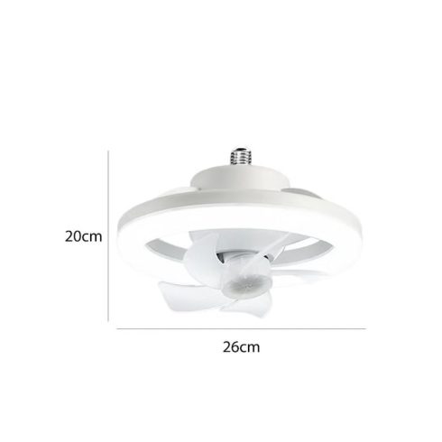 E27 mennyezeti ventilátor LED lámpával, WALALLA, dugaszolható ventilátor, távirányítóval, 360°-ban forgatható LED, 3 színhőmérséklet, 85-265V, 48W, Fehér