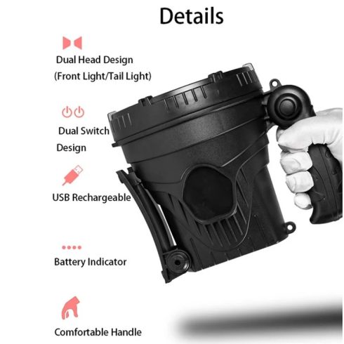 W867A Kézi LED Reflektorfény, Reflektor, Keresőlámpa, USB Újratölthető Zseblámpa, Munkavilágítás Mobiltelefon Töltő