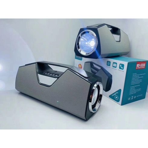 Wster WS-5358 20W Hordozható Bluetooth Hangszóró Kültéri Zseblámpával FM rádió USB TF kártya Mélynyomó - Fekete