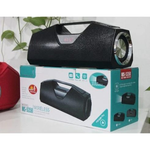 Wster WS-5358 20W Hordozható Bluetooth Hangszóró Kültéri Zseblámpával FM rádió USB TF kártya Mélynyomó - Fekete